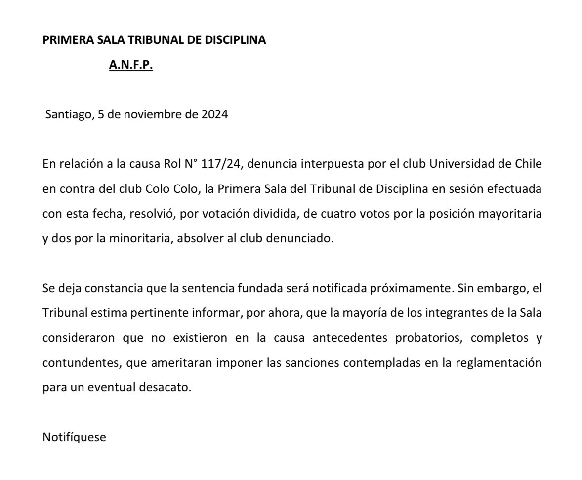 GbtIcC3XYAoOJ3j Tribunal falló a favor de Colo Colo: No existieron antecedentes probatorios, completos y contundentes