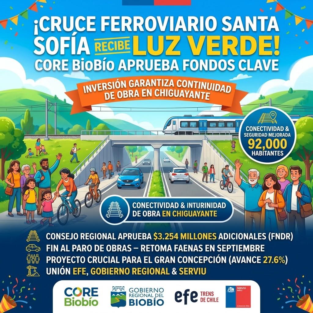 cruce-sta-sofia-core-santibañez- CORE Biobío aprueba recursos que garantizan la ejecución del Cruce Ferroviario Santa Sofía en Chiguayante