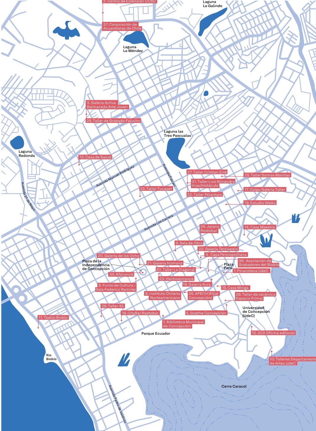 mapa-artes-visuales Más de 30 espacios abrirán gratis en la Noche de las Artes de la Visualidad de Concepción